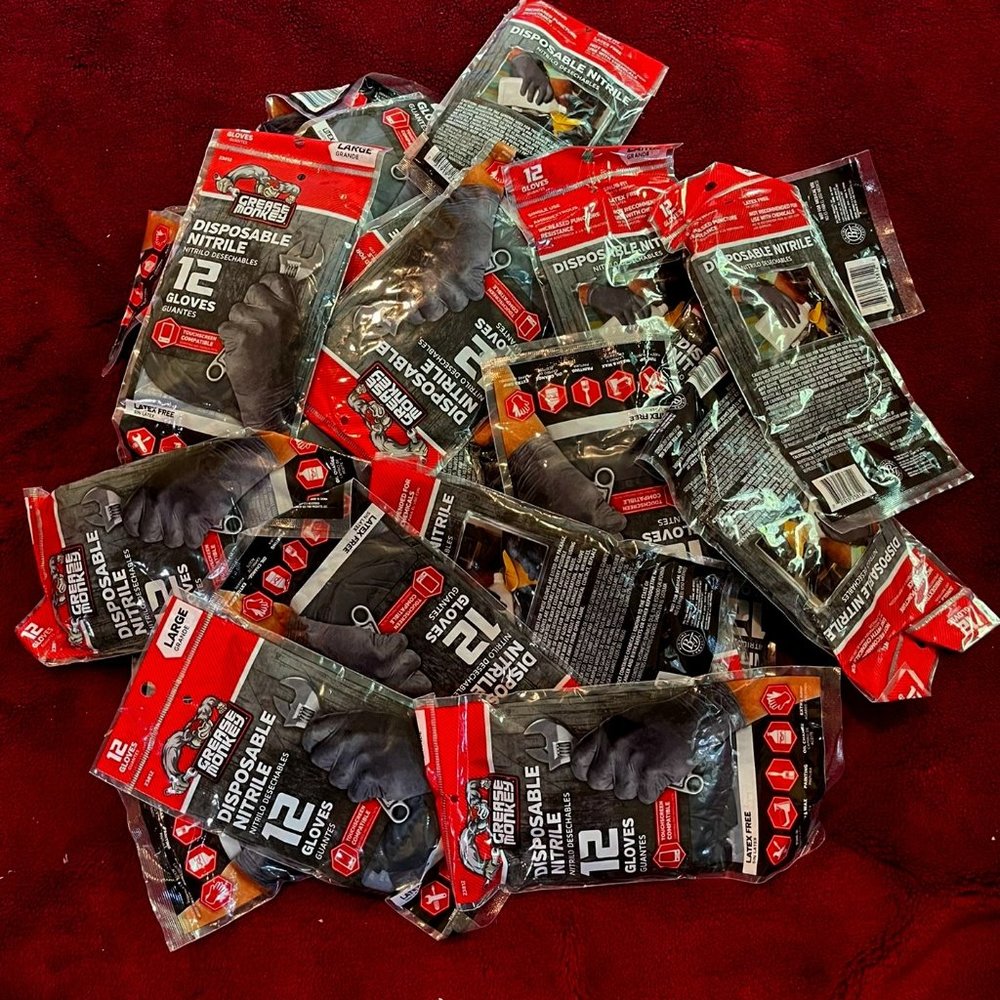 Grease Monkey Disposable Nitrile Gloves, 8-12 Count, Large, Black